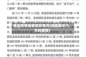 最近疫情成都地区情况(成都最近几天的疫情)