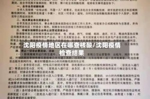 沈阳疫情地区在哪查核酸/沈阳疫情检查结果