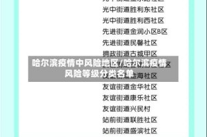 哈尔滨疫情中风险地区/哈尔滨疫情风险等级分类名单