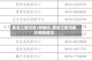 黑龙江黑河现1例确诊,黑龙江黑河确诊病例情况
