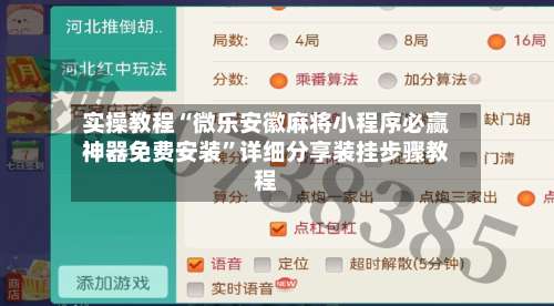 实操教程“微乐安徽麻将小程序必赢神器免费安装	”详细分享装挂步骤教程-第2张图片