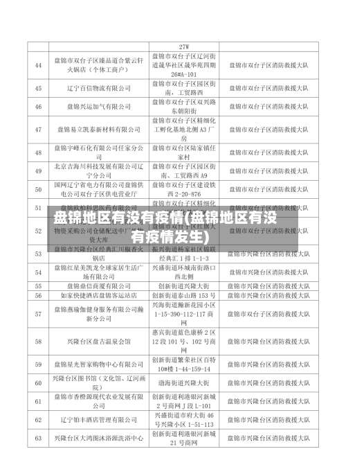 盘锦地区有没有疫情(盘锦地区有没有疫情发生)-第1张图片