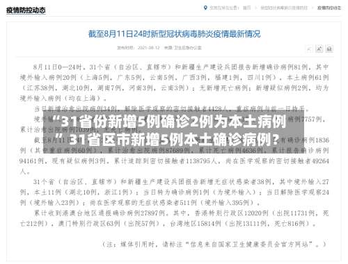 “31省份新增5例确诊2例为本土病例	” 31省区市新增5例本土确诊病例？-第1张图片